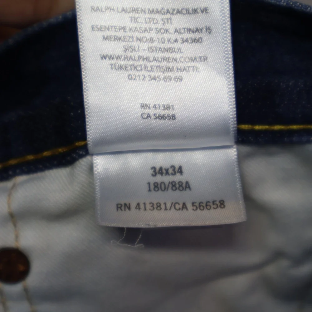 Polo Ralph Lauren Sullivan Slim Jeans Mens 34x34 Dark Wash Indigo‎ Denim Pants